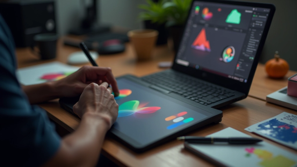 Animador trabalhando em tablet gráfico com software de motion graphics
