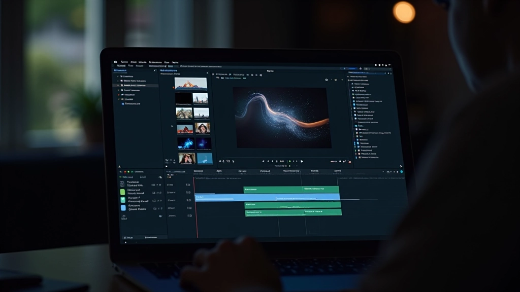 Interface do DaVinci Resolve mostrando timeline com múltiplas tracks de vídeo e efeitos aplicados