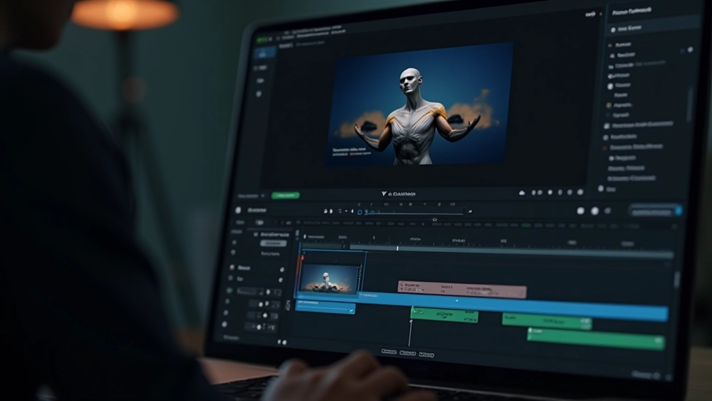 Editor Kdenlive com timeline simplificada, efeitos visuais e transições visíveis